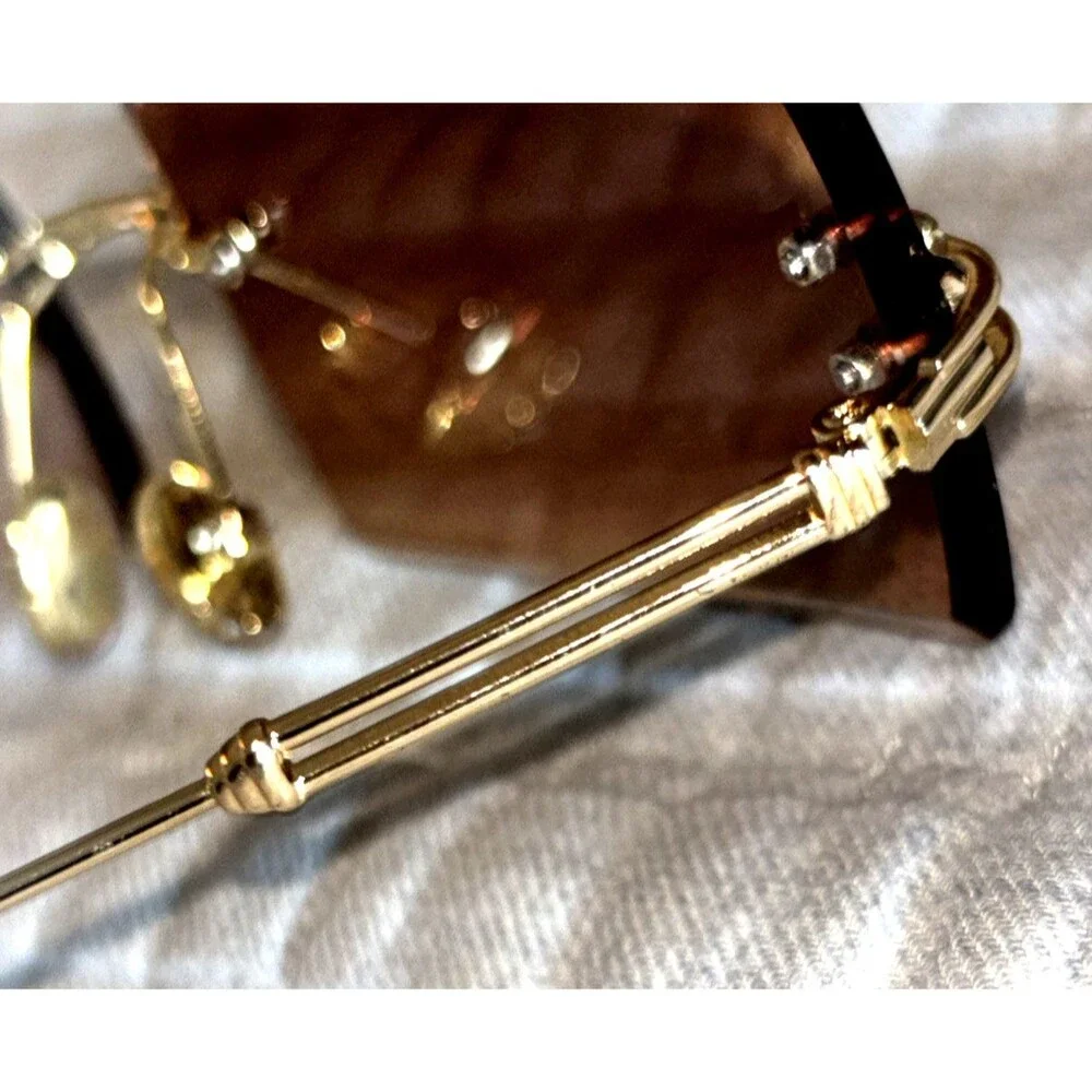 Rectangle Sunglasses for Women Men Vintage Rimless Square Sun Glasses